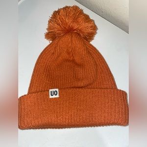 Urban outfitters orange beanie with pom
